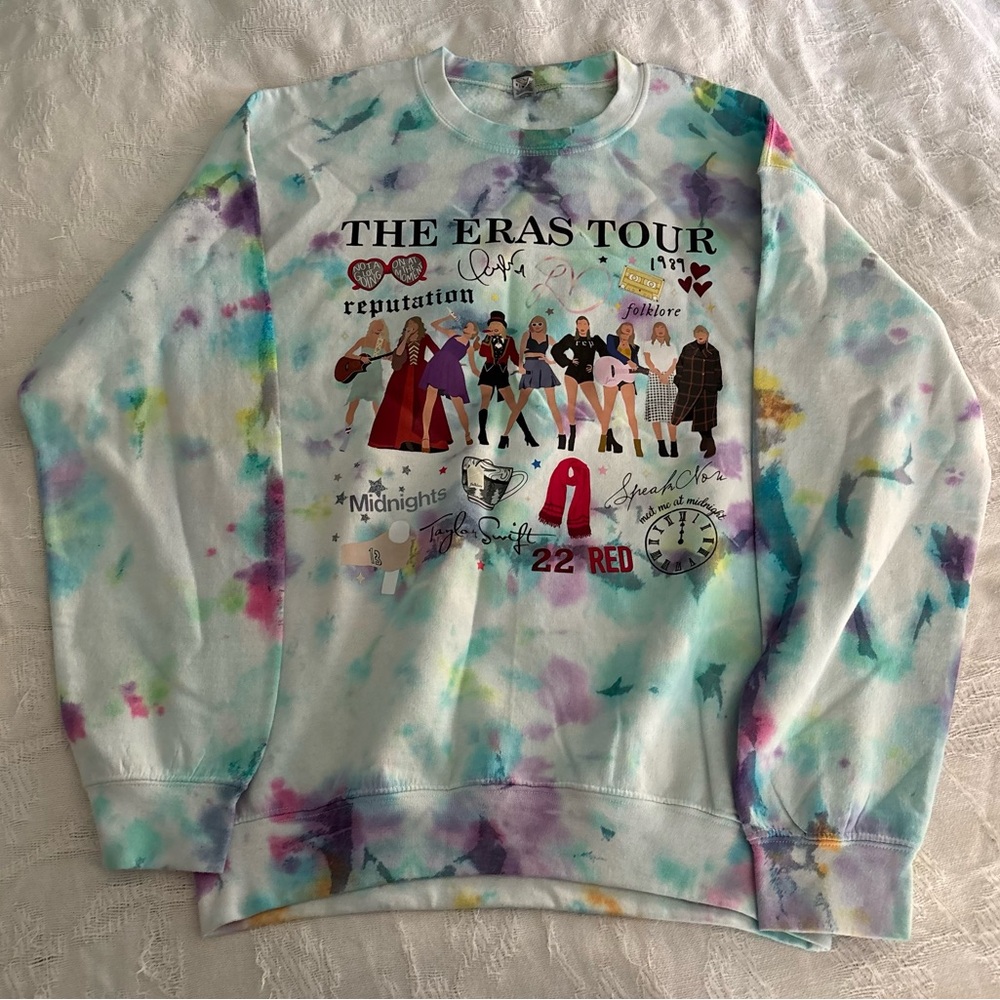 Taylor Swift Tie Dye The Eras Tour Tapered Crewneck Gildan Medium